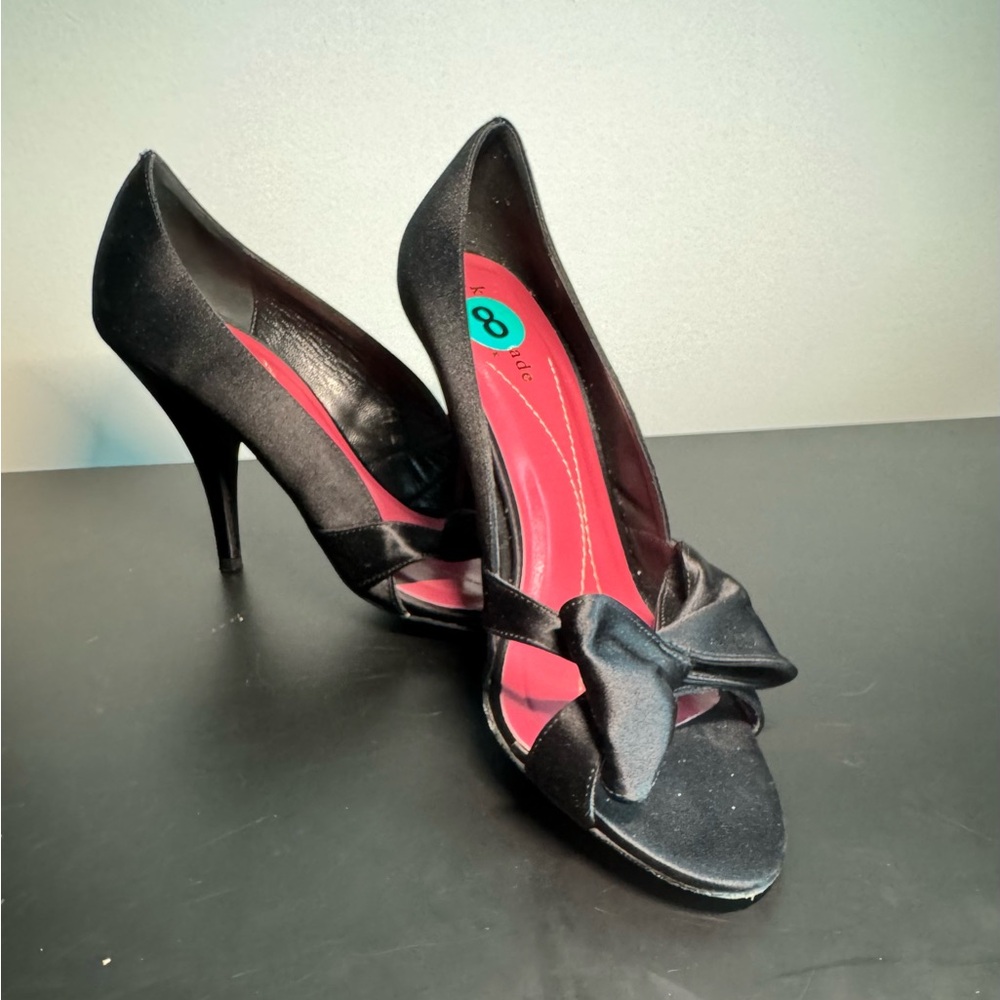 Kate Spade New York Shoe Black 4” Heel Satin Bow Detail Size